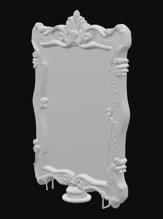 3D model for A massive leaderboard board standing in the middle of a forest clearing, built from sturdy dark wood and reinforced with thick iron frames. The board surface is wide and divided into neat rows and columns, clearly displaying the Top Leaderboard with engraved names, ranks, and scores painted in bold black lettering. The edges of the board are decorated with simple carved patterns to give it character, while the wooden posts are firmly planted into the ground with moss and small plants growing around the base. Sunlight filters through the tall trees, casting natural shadows across the leaderboard, giving it a grounded and realistic look.