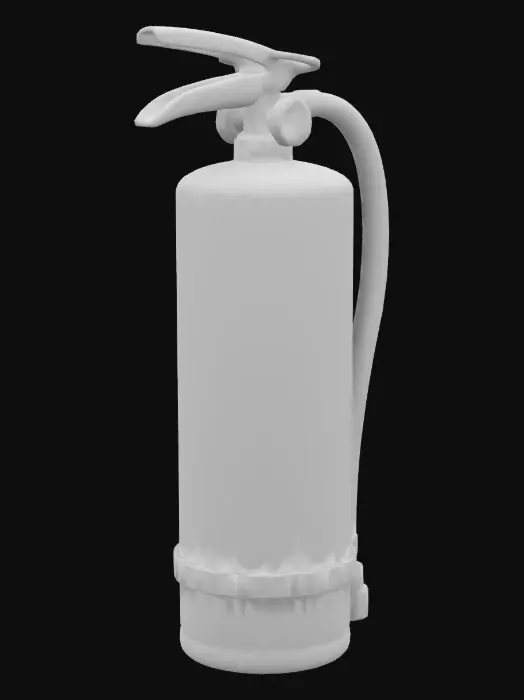 3D model for red fire extinguisher with black rubber hose 