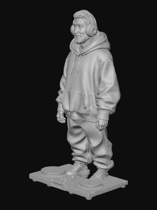 3D model for human Dj, full body,  with headphones. Reference low poly.