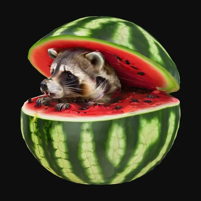 3D model for Raccoon in a Watermelon
