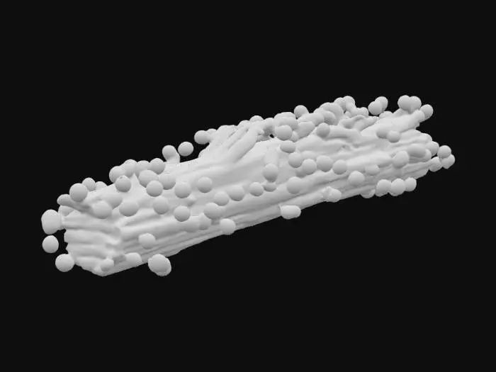 3D model for Highly detailed, some algae, a piece of driftwood, one object, various textures, minimalist webtoon style, high saturation.