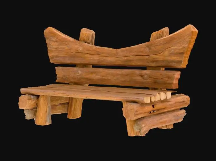 3D model for Rustic wooden bench
