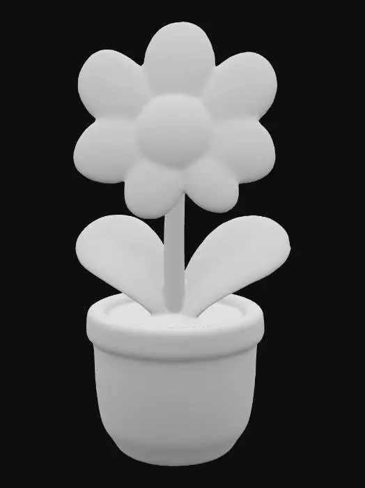 3D model for potted flowers in minimalist webtoon style, highly detailed with high saturation.