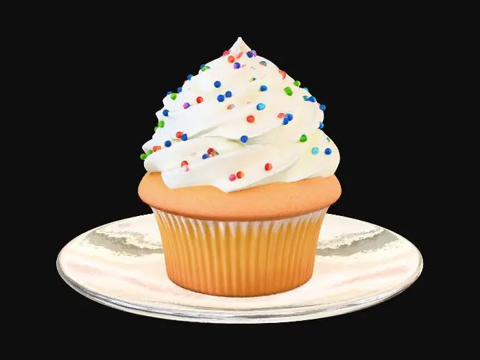 3D model for Buttermilk vanilla cupcake