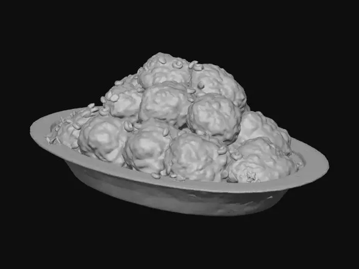 3D model for Panda Express orange chicken and rice in a to-go white plate