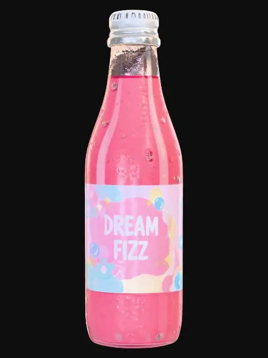 3D model for pink soda drink in a small pink soda bottle