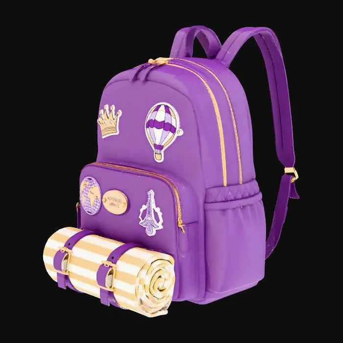 3D model for purple girly grown up traveling book bag