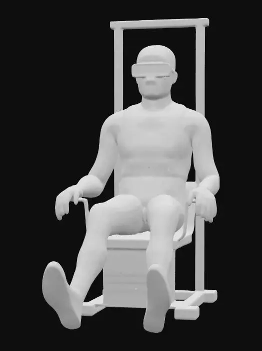 3D model for Man with VR-glasses on labatory-metal-Chair