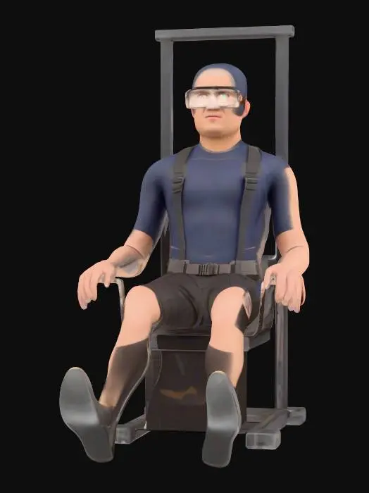 3D model for Man with VR-glasses on labatory-metal-Chair