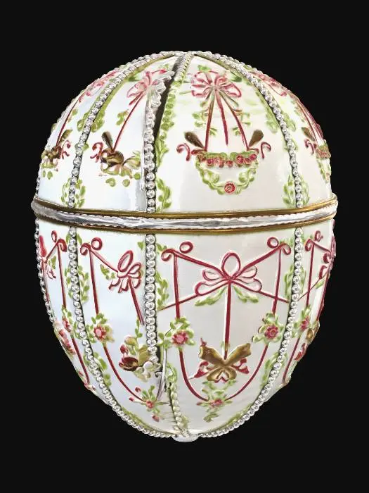 3D model for Ornate porcelain Easter egg with pearl trim