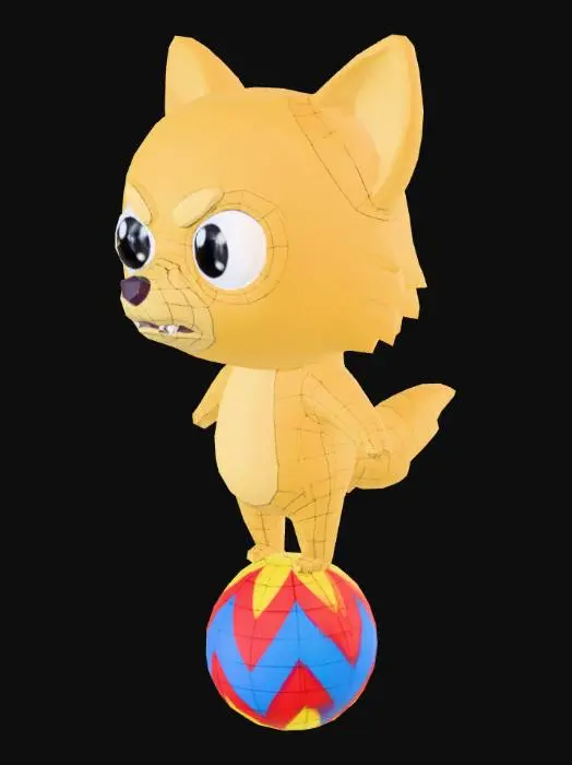 3D model for dog on color  ball