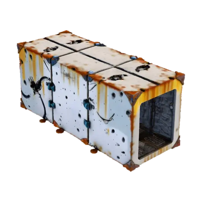 Standalone damaged sci-fi curb segment. Rectangular slab with elevated curb edge,… 3D model, vytvořený pomocí AI