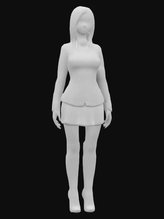 3D model for Photorealistic, adult gorgeous woman with a highly detailed, realistic face and full body. She has long blond hair and is wearing a detailed German military uniform, consisting of a tailored jacket with insignia, a skirt, and polished black boots.