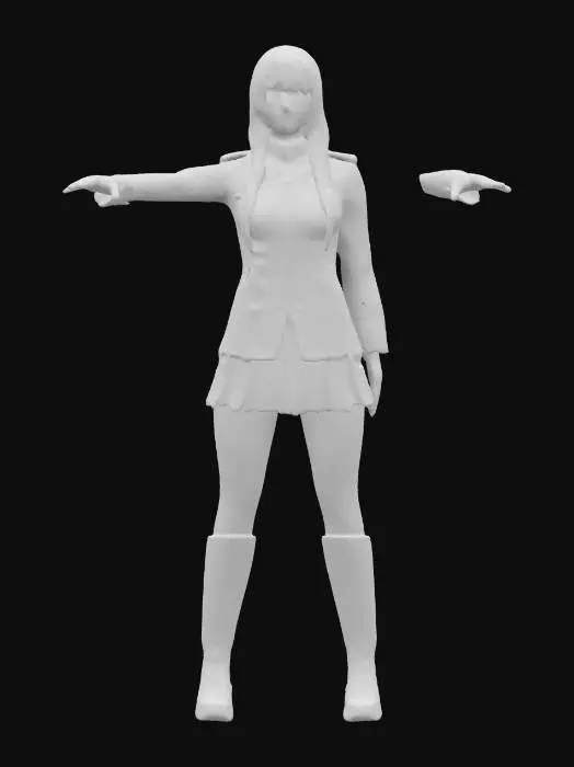 3D model for Photorealistic, adult gorgeous 
japanese woman with a highly detailed, realistic face and full body. She has long blond hair and is wearing a detailed German WWII pink pastel color uniform, featuring a tailored pink pastel color jacket with insignia,Wearing thigh-high stockings under uniform, a pink pastel color skirt, and polished black boots, T-pose,ARMS AWAY FROM THE BODY, #women#