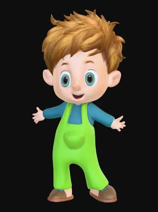 3D model for Playful Kid in Overalls