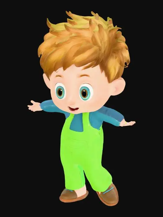 3D model for Playful Kid in Overalls