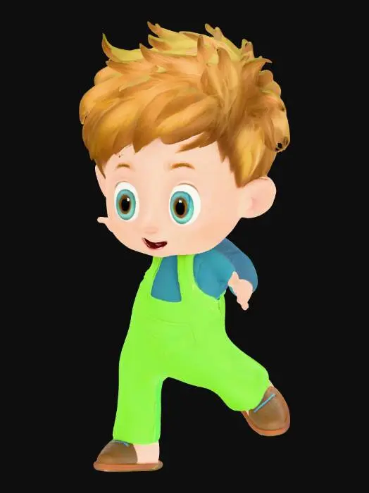 3D model for Playful Kid in Overalls