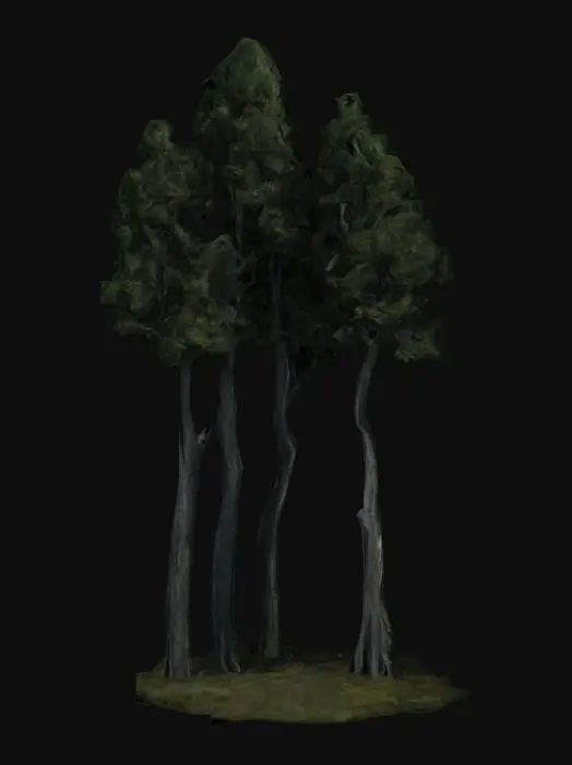 3D model for Three Trees, Dark and Tall, Ultra Realistic
