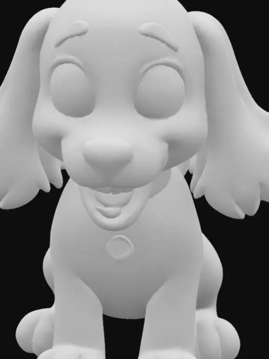 3D model for a ginger-colored cocker spaniel dog cartoon character wearing a collar