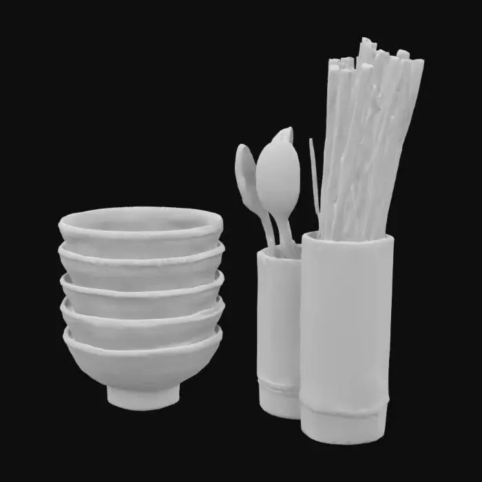 3D model for Bamboo Utensil Set