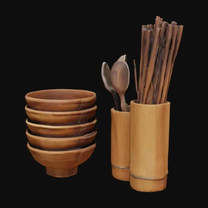 3D model for Bamboo Utensil Set