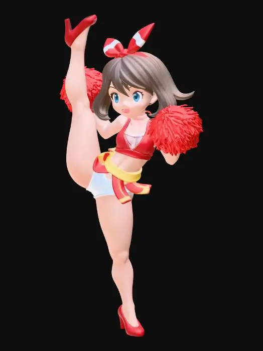 3D model for Cheerful High-Kick Cheerleader