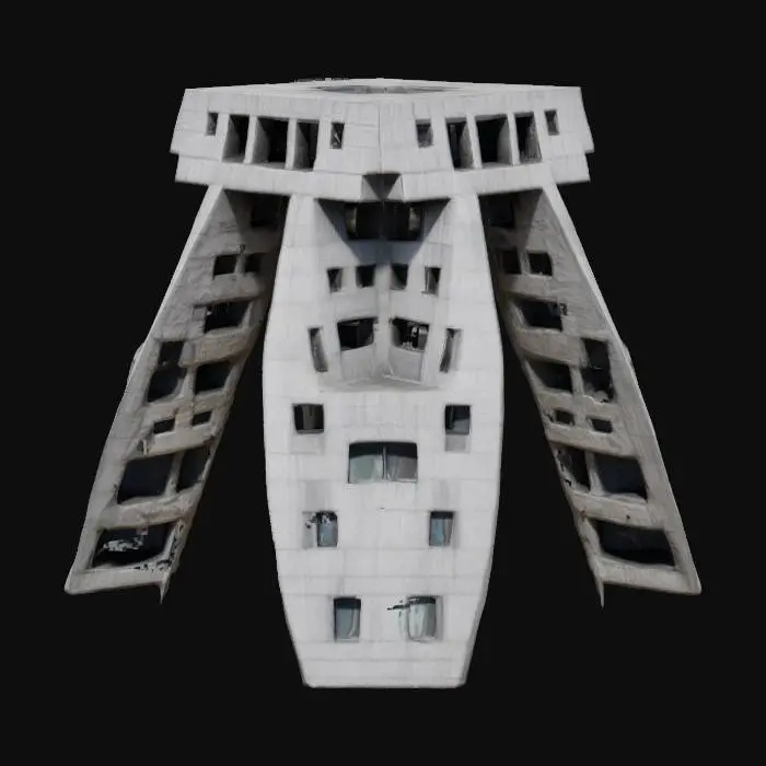 3D model for impossible brutalist building