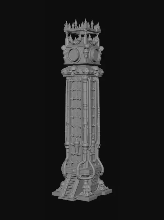 3D model for Hive War Column, tech punk, cyber-future column, grim-dark future gothic, wargaming terrain