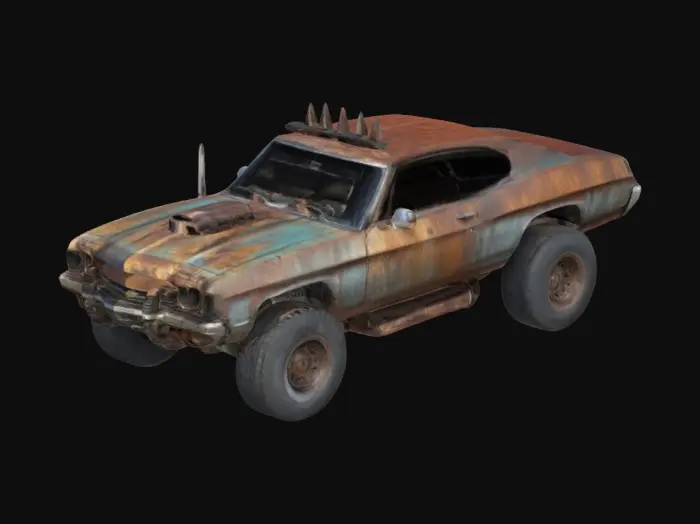 3D model for Rusty Chevy Chevelle as if it was from the mad max universe
