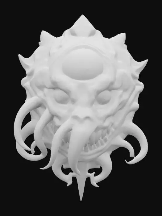 3D model for (Name: The Leviathan's Eye)
A monstrous sea-beast's head with a single, glowing green eye set deep into its forehead. Stylized tentacles curl around the bow, carved with twisting detail and faded sea-sigil etchings.