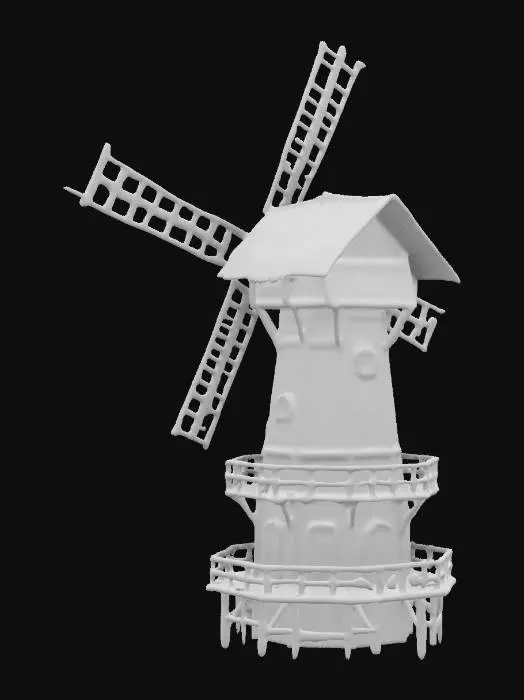3D model for A windmill, Fantasy, Highly Detailed, Ultra Realistic, even lighting
