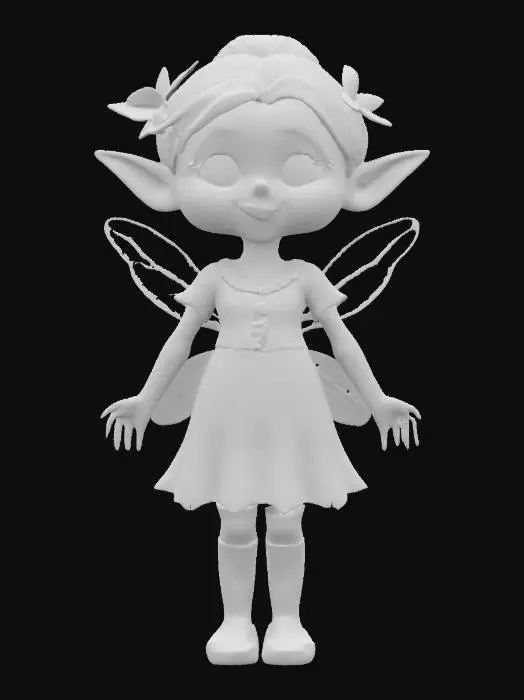 3D model for #fairy#, A cute old granny fairy, Fantasy, Stylized, Highly Detailed, Ultra Realistic, Full Body, even lighting