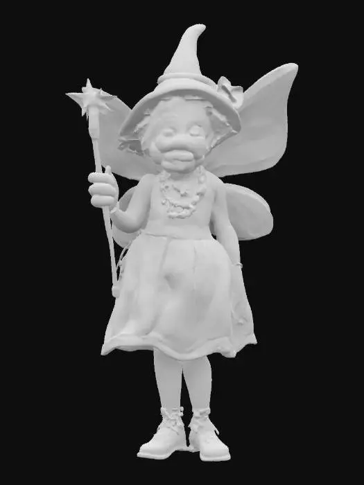 3D model for #fairy#, A cute old granny fairy, Fantasy, Stylized, Highly Detailed, Ultra Realistic, Full Body, even lighting