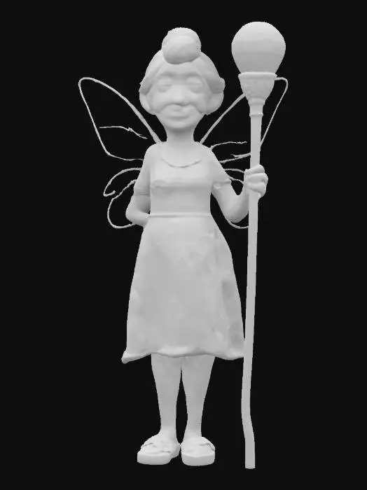 3D model for #fairy#, A cute old granny fairy, Fantasy, Stylized, Highly Detailed, Ultra Realistic, Full Body, even lighting
