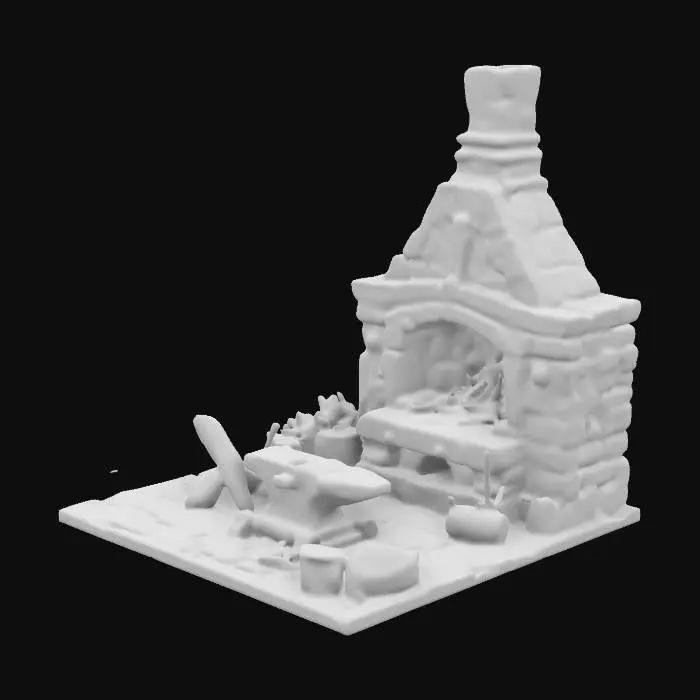 3D model for Blacksmith furnace, Fantasy, Highly Detailed, Ultra Realistic, even lighting