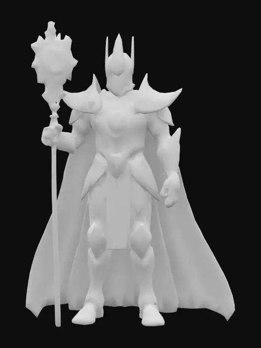 3D model for Bitcoin royal character from the Top Worlds Kingdom in MantraVerse. Well-proportioned with clearly defined noble features and a commanding presence. Wearing highly detailed, stylized gold-and-black armor with glowing Bitcoin (₿) sigils and circuit patterns. A flowing cape of digital strands lit with orange light. Eyes glowing with cryptographic power. Wielding a staff topped with a rotating BTC emblem. Standing on a throne of digital ledgers in a futuristic palace of blockchain glyphs. Cyber-fantasy meets neo-medieval, cinematic lighting, and intricate textures.