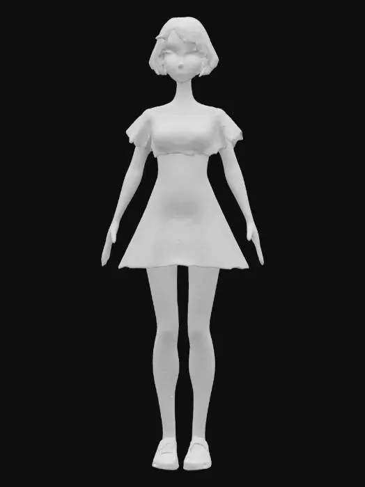 3D model for plastic Hippie Barbie Doll toy, UE5 A-Pose. molded plastic with joints, long legs, realism, high resolution, short cut hair, off-the-shoulder short sheer hippie summer dress and sandals, even lighting, best quality, full length.  platinum blonde detailed hair.  cute tattoos, realistic face depth and realistic profile. Includes PBR textures, realistic skin shadows, and soft lighting. Optimized for high-quality 3D printing. 