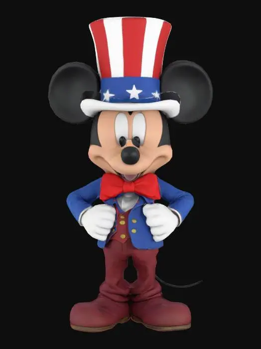 3D model for [USA] Mickey Mouse dressed as Uncle Sam. Colourful cartoon style. Optimised for game rigging with high detail and high quality PBR textures, #AroundTheWorld#
