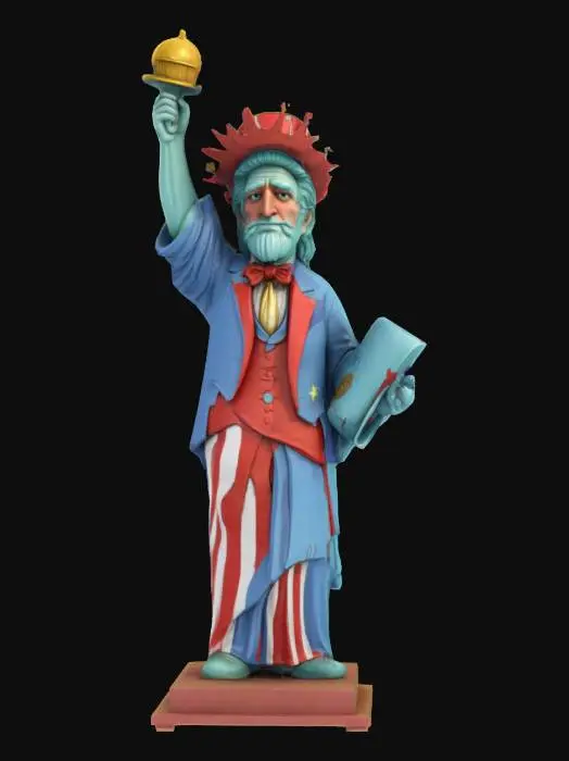 3D model for [New York] Statue of Liberty dressed as Uncle Sam. Colourful cartoon style. Optimised for game rigging with high detail and high quality PBR textures, #AroundTheWorld#