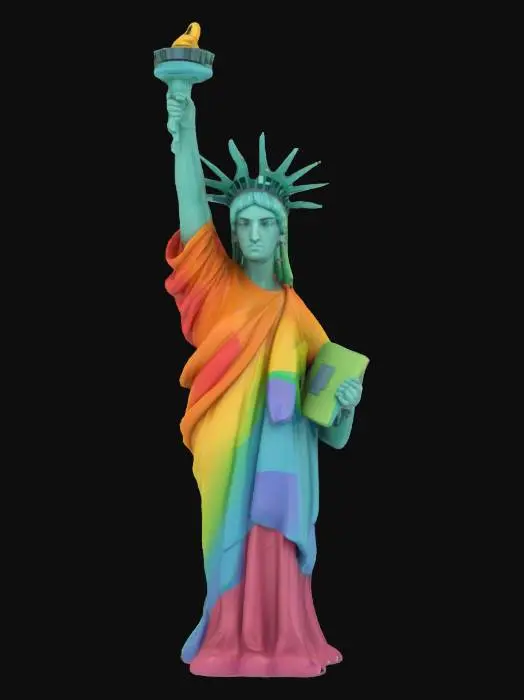 3D model for [New York] Statue of Liberty. cartoon style with LGBQTI colors. high detail and high quality PBR textures, #AroundTheWorld#