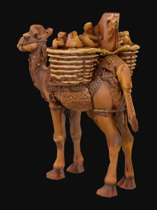 3D model for Desert Merchant Camel Hand-carved Wood, #emblem#
