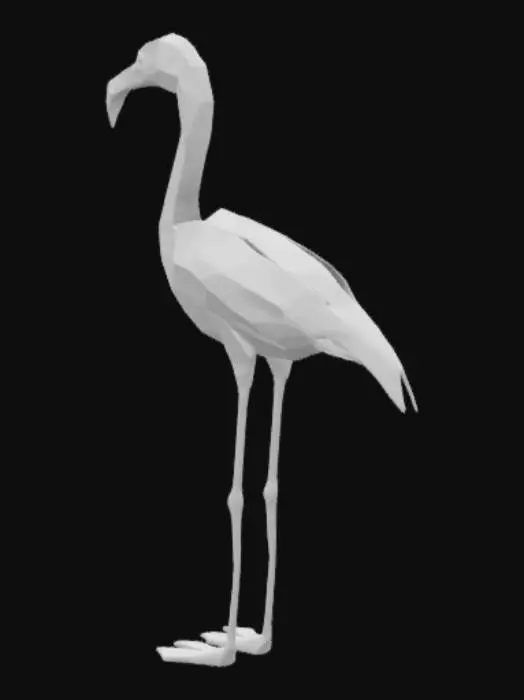 3D model for Фламинго в лоу-поли стиле стоящий на одной ноге