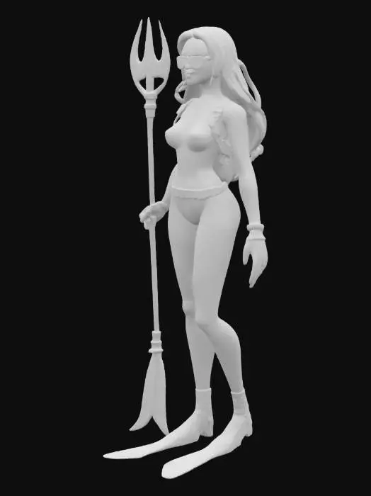 3D model for A female Pink And Green scuba diver With A purple and black Triton , #ocean#