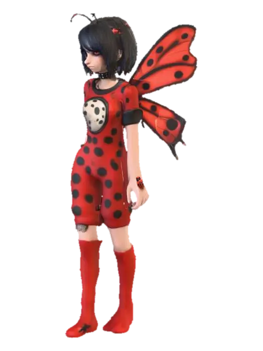 A Emo Rock Star female humanoid ladybug - Rockstar 3D model, vytvořený pomocí AI