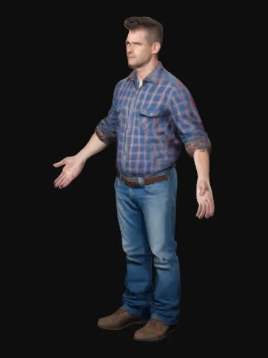 3D model for T-Pose, white male, blue collar, middle age, realistic, highly detailed, ultrarealistic, detailed face, arms out, tpose, T pose ,, arms extended, arms out
