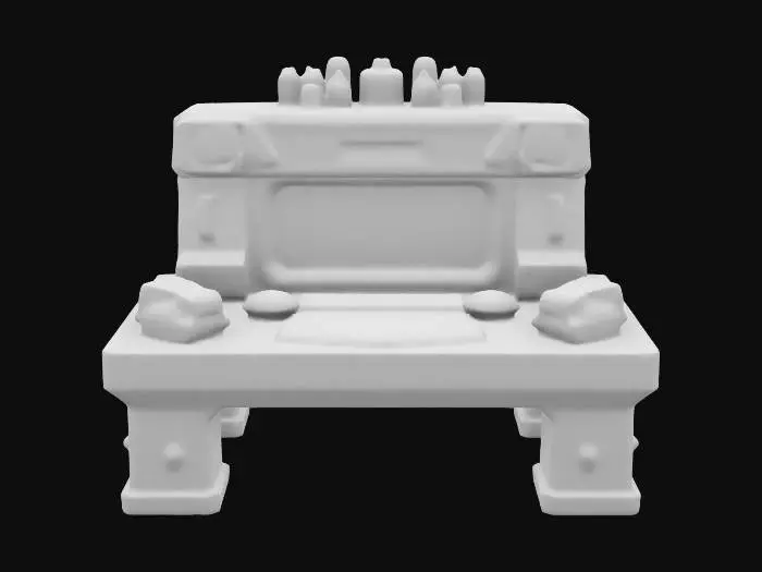 3D model for masterpiece, lowpoly, glowing magic laser mysterious mystical Workbench geometrical shapes huge chibi style legendary funny game style vivid colors, Unique Original Shape 