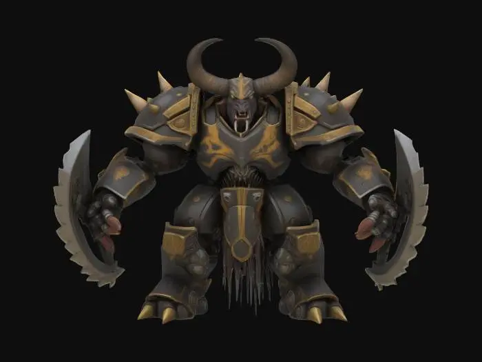 3D model for Tauren Renforced War Armored Ultra medieval living monster Machine , Realistic, luminous, Charismatic