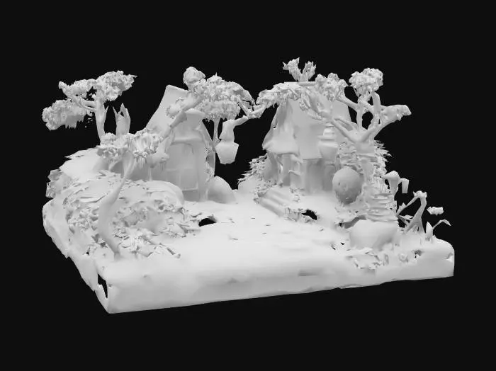 3D model for #garden#, hameau de paix , sublime , paradisiaque , petite place magique mousseuse et fleurie