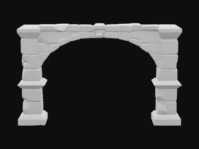 3D model for masterpiece, lowpoly, glowing magic laser mysterious mystical Stone dungeon Bunker monumental Huge Giant open gate geometrical shapes huge chibi style legendary funny game style vivid colors, Unique Original Shape 