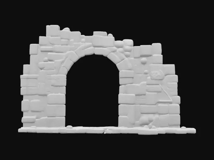 3D model for masterpiece, lowpoly, glowing magic laser mysterious mystical Stone dungeon Bunker monumental Huge Giant gate geometrical shapes huge chibi style legendary funny game style vivid colors, Unique Original Shape